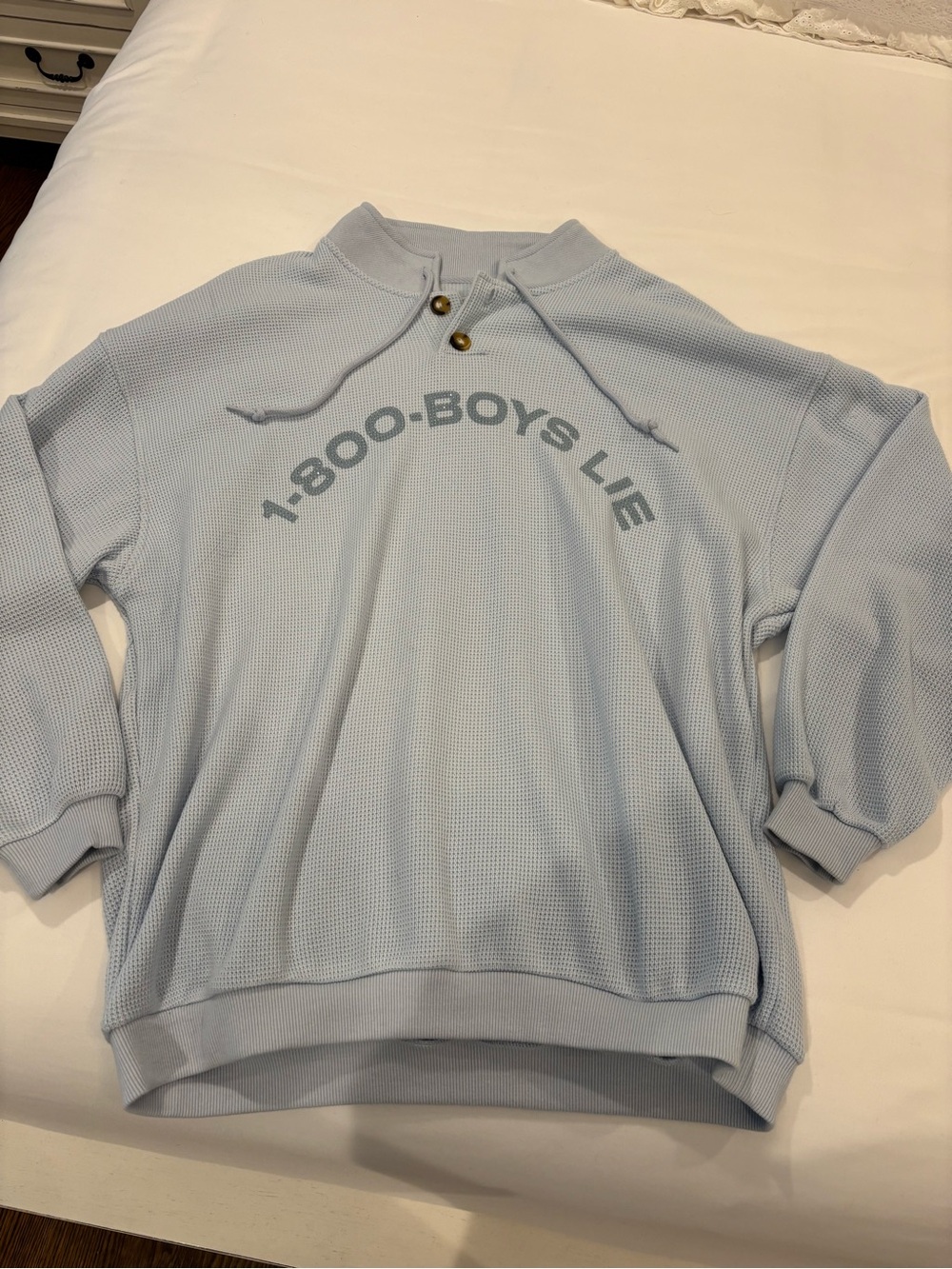 boys lie 1-800 baby blue waffle knit sweatshirt